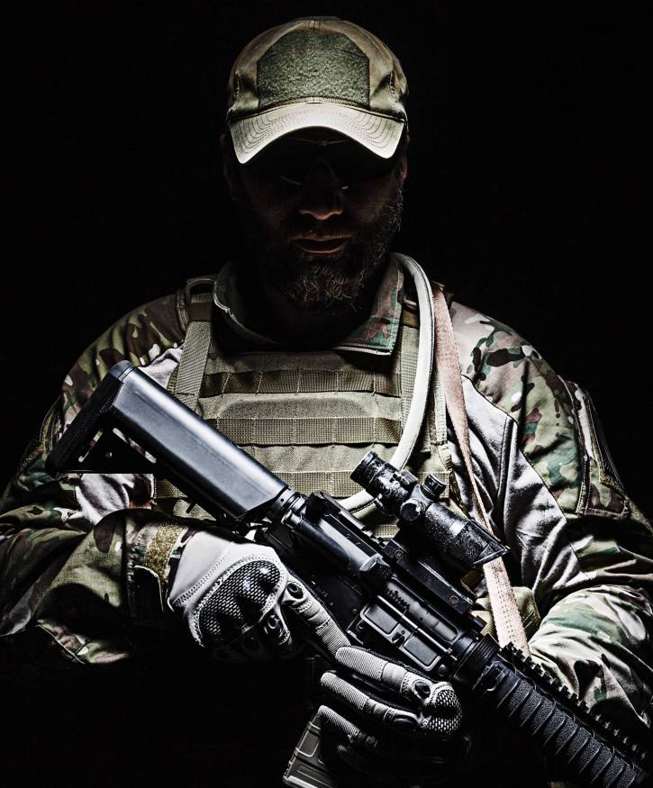 Green Berets US Army Special Forces Group soldier studio shot